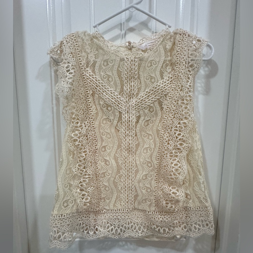 LC Lauren Conrad Cream Lace Blouse